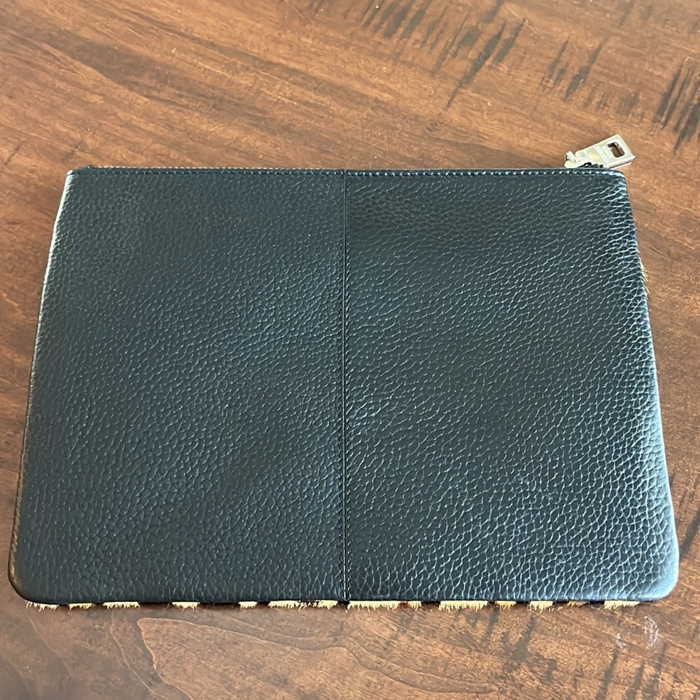 Osprey London calf hair leopard black leather pouch clutch bag NWOT - Picture 4 of 7